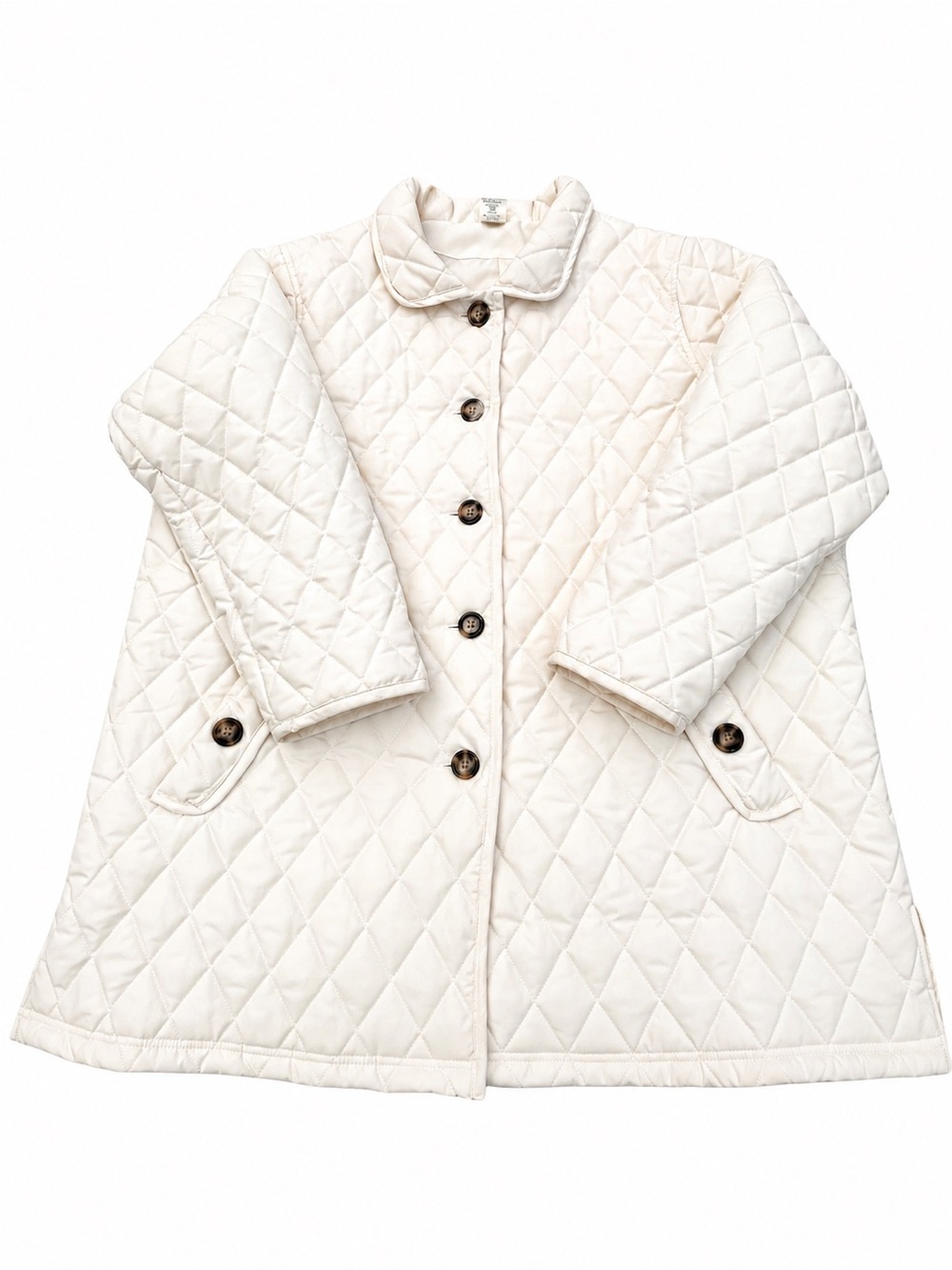 Blair Women’s Quilted Jacket Coat Cream Ivory Button Front Size 2XL